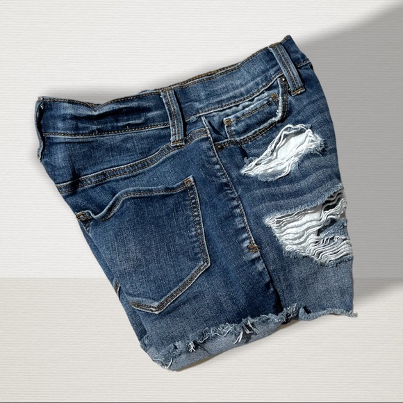 🟢5/$25 MUDD Distressed Denim Jeans Shorts High Rise Shortie FlexStretch Sz 1 - Picture 10 of 16